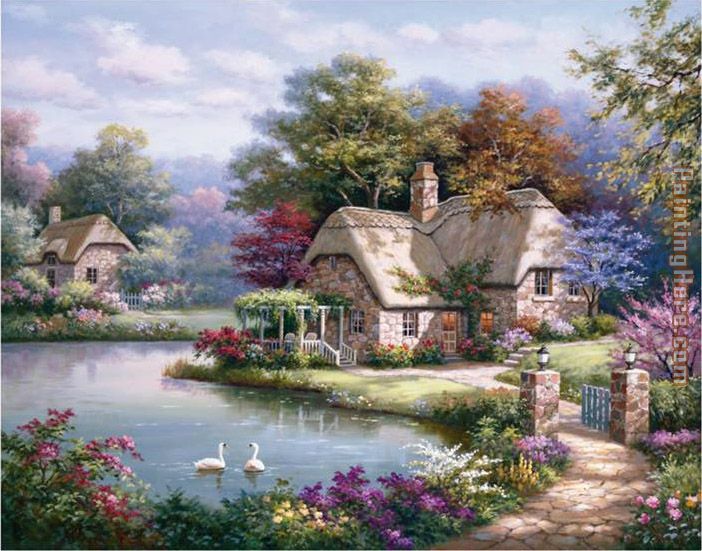 Swan Cottage I painting - Sung Kim Swan Cottage I art painting